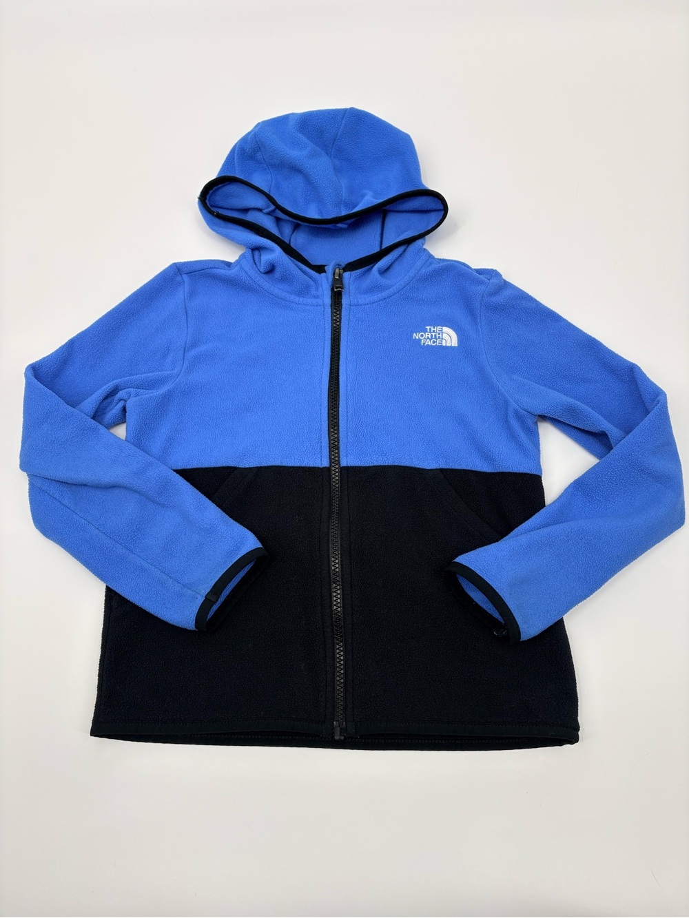 The North Face Kids Blue and Black Hooded Fleece Jacket